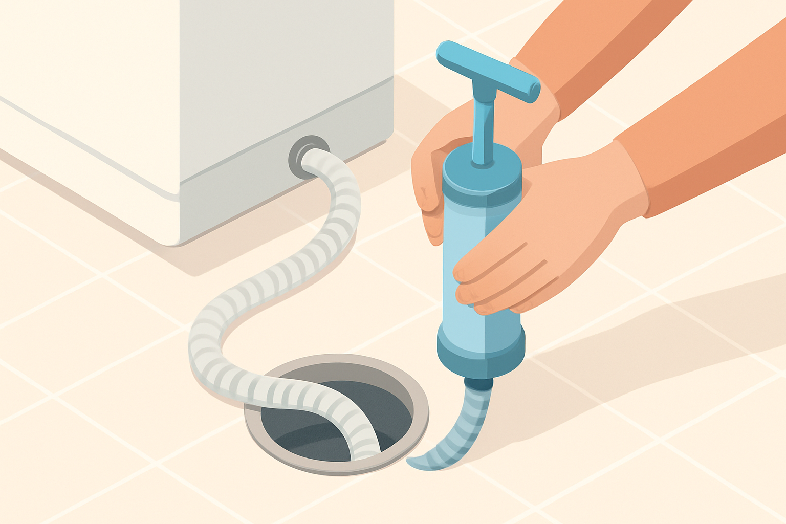 ポンプクリーナーでドレンホースを掃除するイメージ