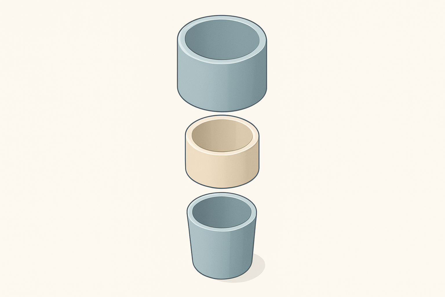 シリンダーの内筒・外筒・タンブラーの構造イメージ図