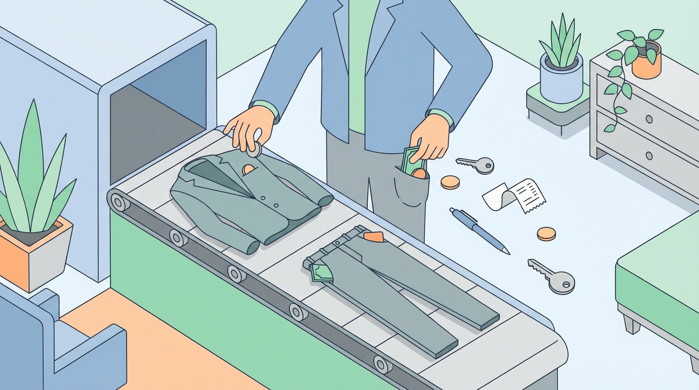 衣類のポケット確認をしているイメージ