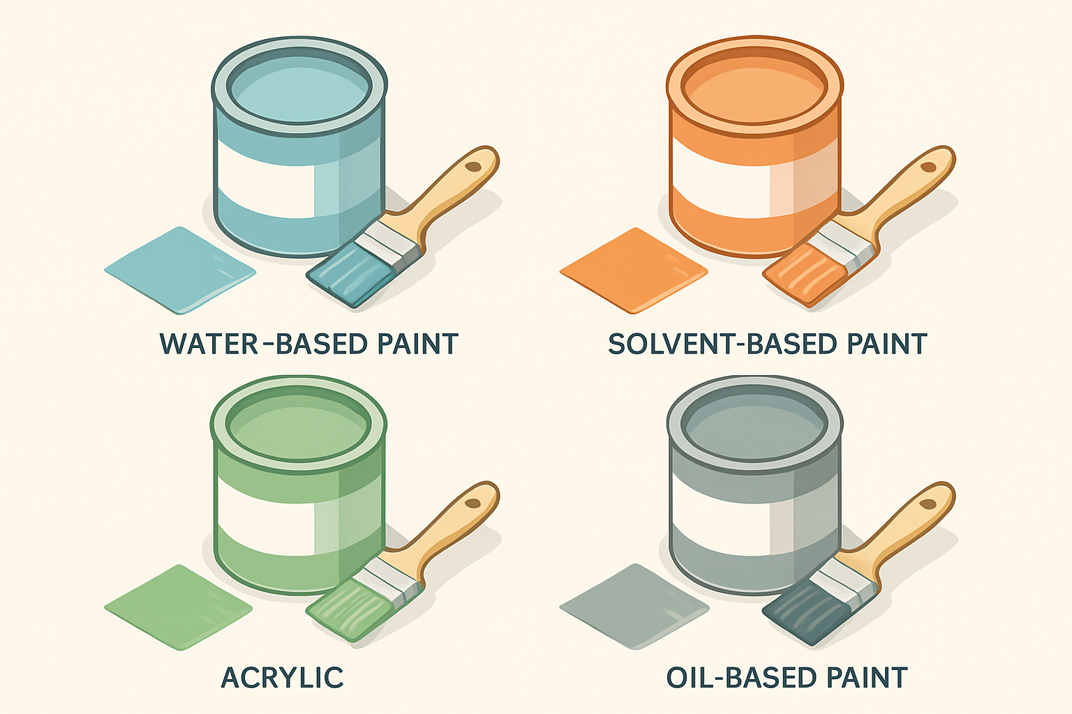 塗料の種類を比較するイメージ図