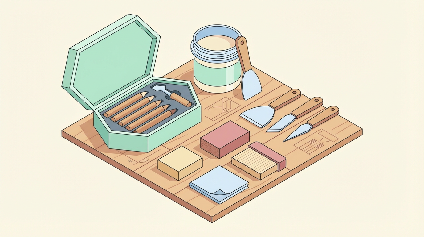 フローリング補修グッズ(クレヨン・パテ・ヘラなど)の一覧イメージ