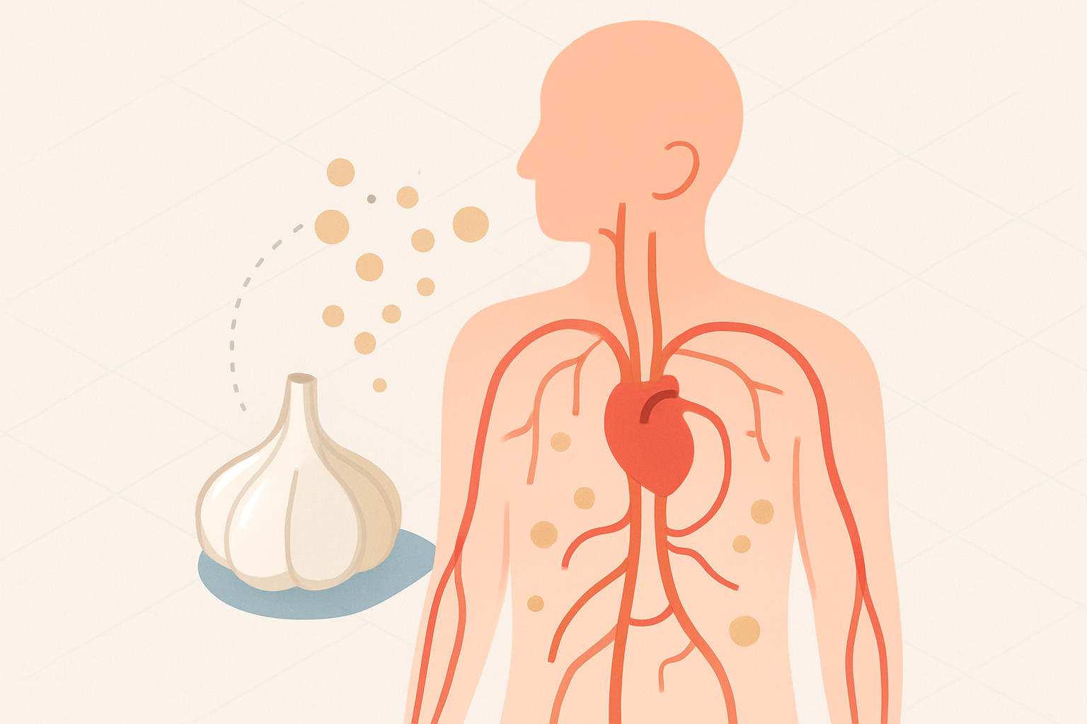 ニンニクの臭い成分が体内をめぐるイメージ図