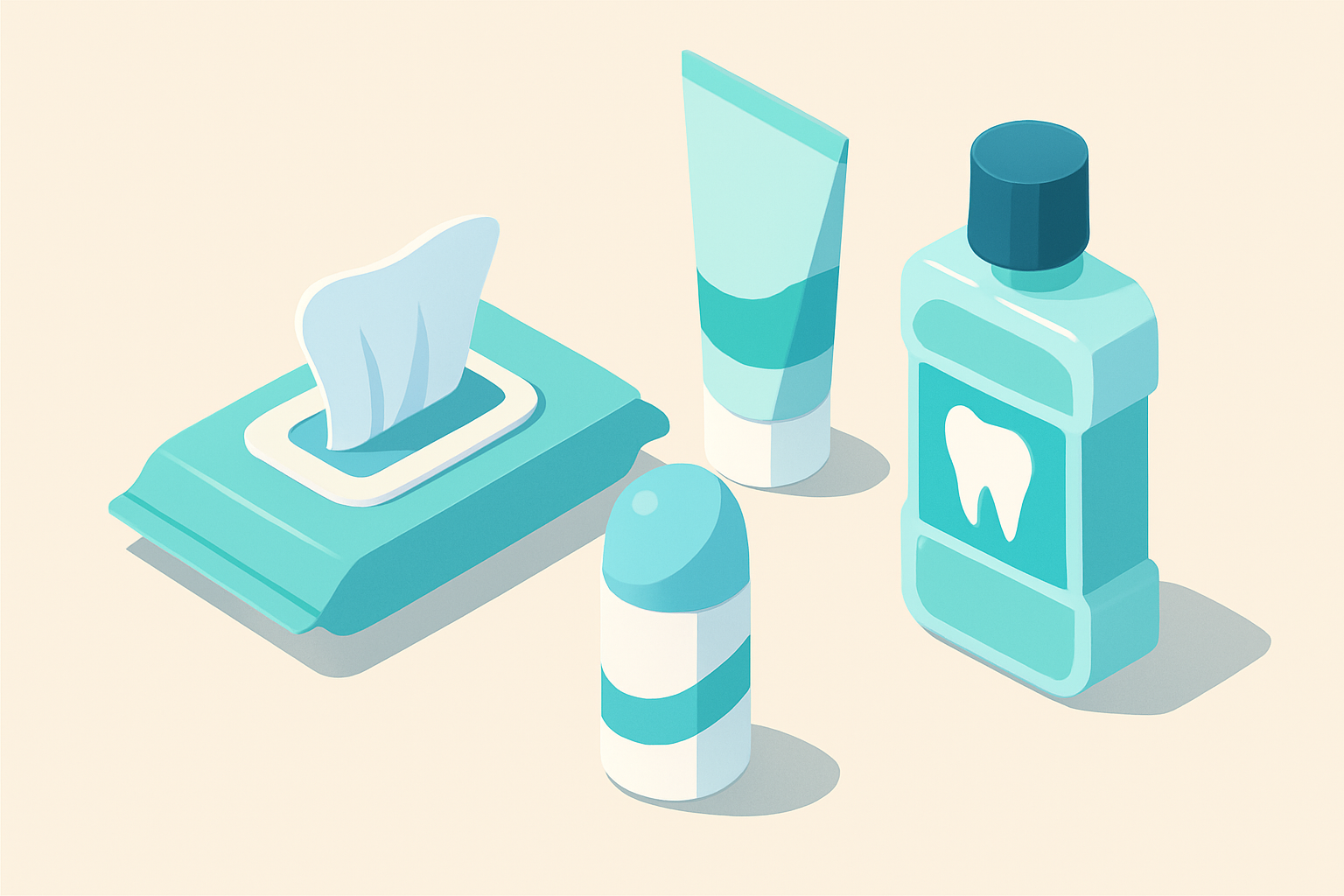 デオドラントシートやマウスウォッシュなどの臭い対策グッズのイメージ