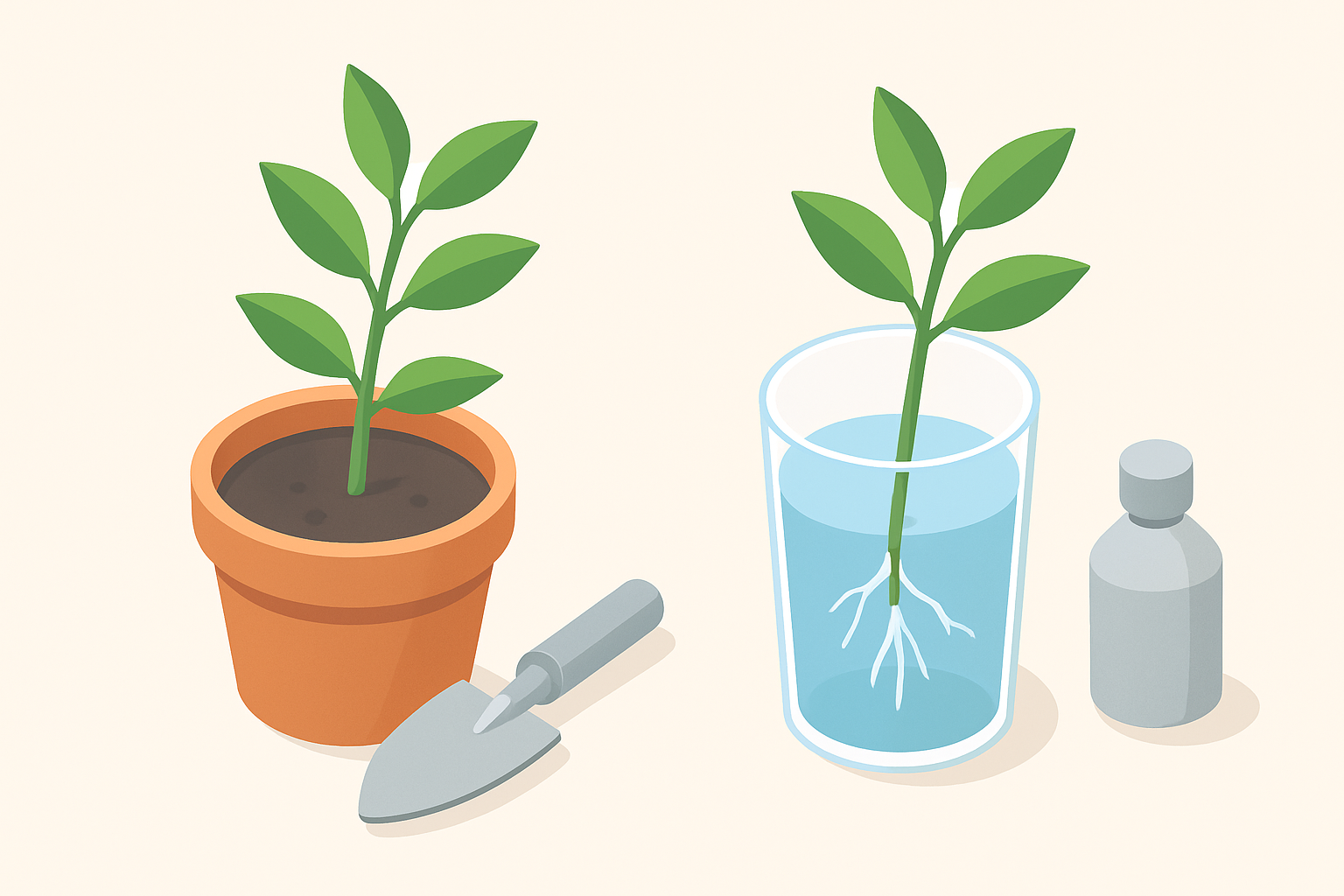 挿し木と水挿しの手順イメージ