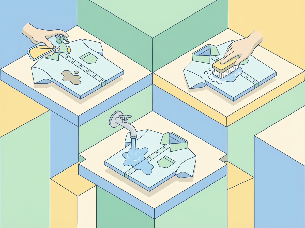 服についた油性マジックをクレンジングオイルで落とす様子