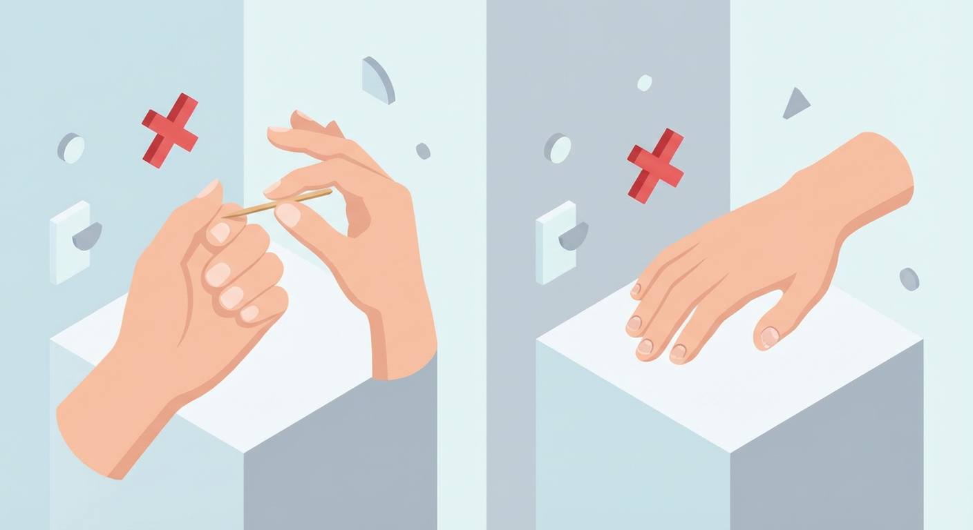 NG行為(つまようじで爪をほじる・深爪)のイラスト