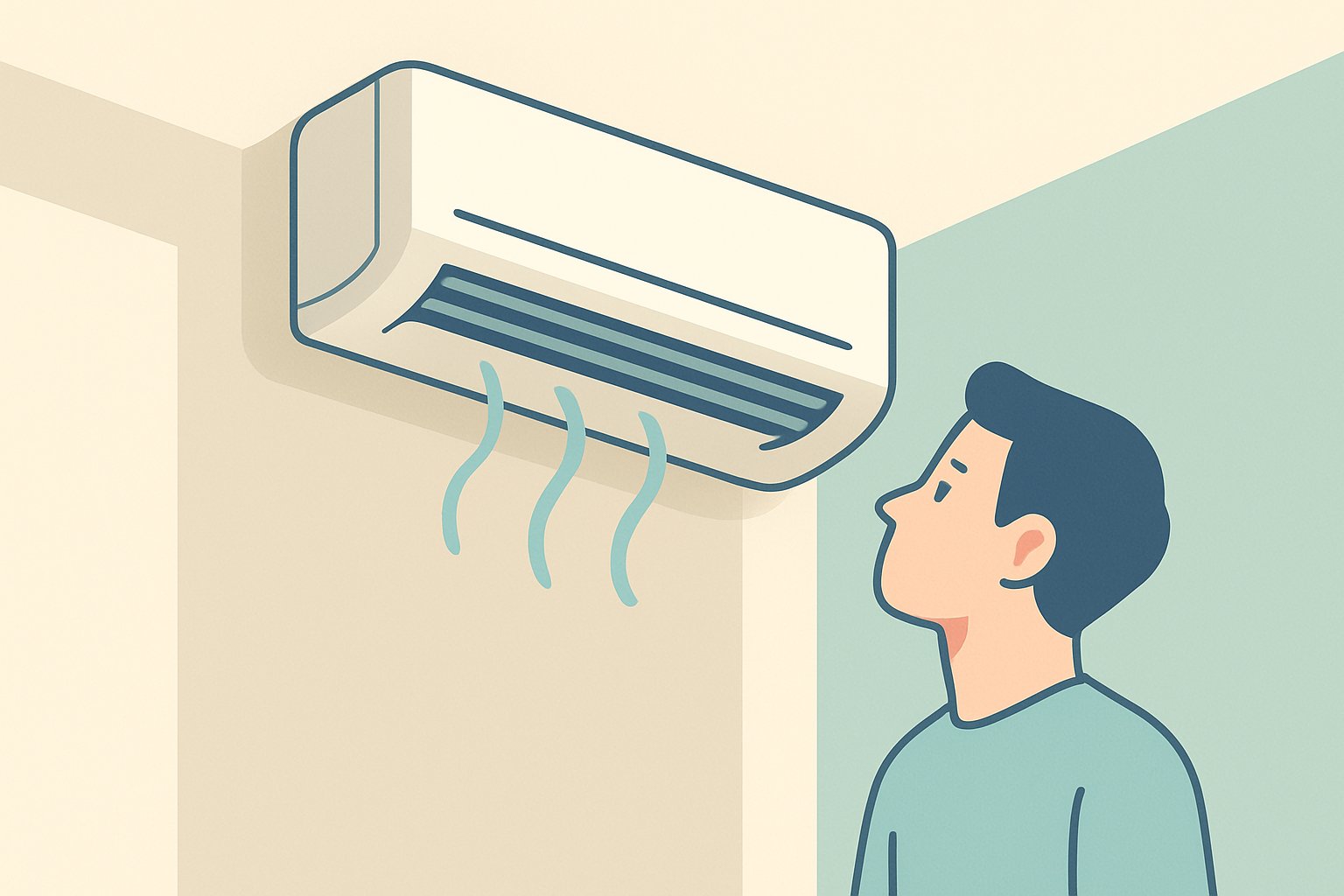 エアコンの吹き出し口を見上げているイメージ