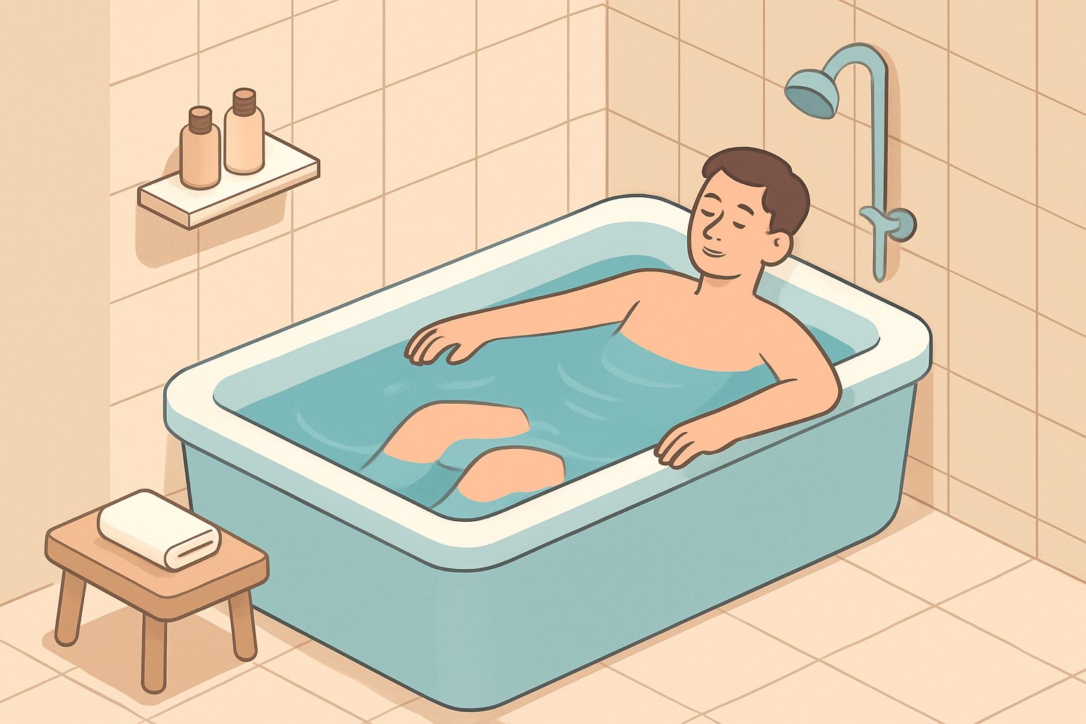 湯船につかってリラックスしている人のイメージ